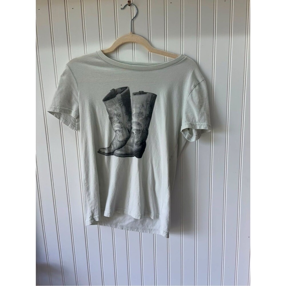 Lucky Brand Light mint western Cowgirl boots graphic Tee size xs